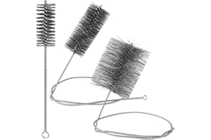 Sinmoe 3 Stück Ofenrohrbürste Set Rohrreinigungsbürste Schornsteinfeger Kaminbesen Schornsteinbesen Heizkesselbürste Enthält Bürsten in Den Größen 40 mm, 80 mm,150 mm Kaminbürste mit Langer Flexibler