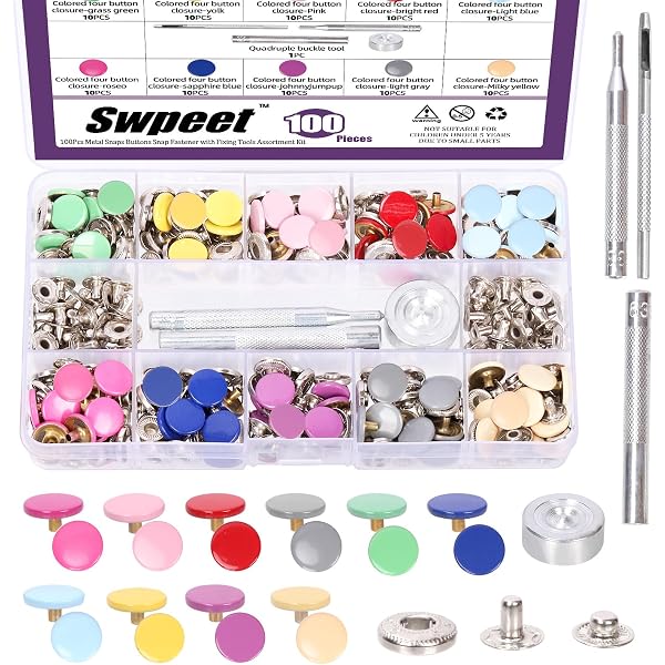 Nbeads 50 Sets Druckknöpfe Aus Messing – 10 Farben, Mit Harz-Perlen, Für Kleidung & DIY-Näharbeiten