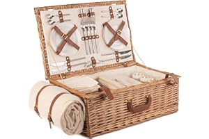 Red Hamper Deluxe Fully Fitted 4 Person Traditional Picnic Trainers