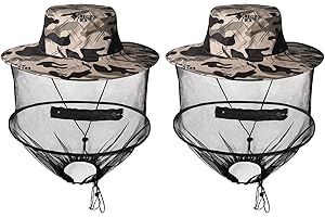 LALAGO 2 Pcs Mosquitera para Sombrero, Head Net Safari Hat para Hombres y Mujeres, Apicultor Anti-Mosquito del Insecto Sombrero, Antimosquito Insectos de Abeja Insectos Gorro con Máscara (Camuflaje)