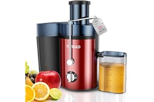 YOYIKKO Licuadoras Para Verduras y Frutas, ajuste de 3 velocidades, extractor de frutas y verduras de 800W con boca ancha de 75 mm, fácil de limpiar, acero inoxidable sin BPA (Rojo-60)