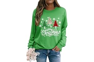 Yihelian Weihnachts Sweatshirt Damen Weihnachtspullover Merry Christmas Pullover Weihnachtsbaum-Grafik