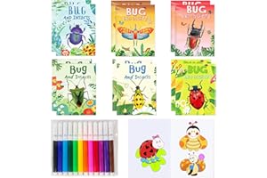 BACH AND BOOZY 12 pcs mini libros para colorear bichos de primavera insectos de jardín para fiestas pequeños libros de actividades con bichos insectos de jardín regalos de cumpleaños