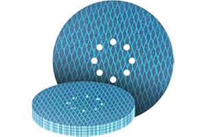 GZKTY 15 Pezzi 225mm Carta Vetrata, Dischi Abrasivi 225mm, 8 Fori Grana 60 Forma Diamante Pastiglie Di Levigatura, Per Cartongesso Parete e Levigatrice a Soffitto