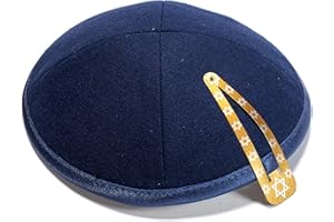 JL Kippha's élégant Lin Bleu Marine Kippa Kippa juif Yamaka Kippa Israël Casquette judaïque W/Barrette