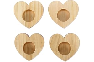 PAPIERDRACHEN 4 coquetiers en bois - décoration de Pâques de haute qualité - parfait pour le brunch et le petit déjeuner - décoration de table pour Pâques - motif cœur - set 3