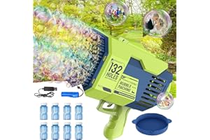 HYNXM Seifenblasenpistole, 132 Löcher Seifenblasenmaschine für Kinder mit 8 Flaschen Seifenblasenflüssigkeit, Blasenwerfer Spielzeug Geschenke für Erwachsene Kinder Spielen und Indoor-Outdoor-Party