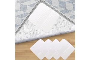 WELSTIK Rug Grip Tape, Non Slip Washable Rug Tape Grip Carpet, New Materials to Non Slip Rug Pads,Keep Your Rug in Place & Make Corner Flat, 4 PACK White