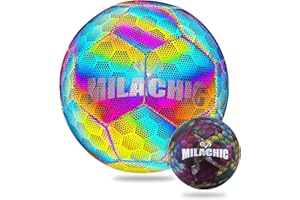 Xakay Reflective Football Glowing Reflective Soccer Luminous Soccer Ball Glow in the Dark Official Size 5, Holographic Football Camera Flash Reflective for Night Training Outdoor Night Game