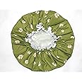 SARG Premium Double Layer Shower Cap for Women with Cool Green Design- Reusable Shower Cap for Hair - Waterproof Plastic Cap - Shower Caps for Long, Short and Curly Hairs