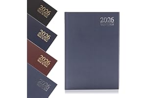 Evelay 2026 A5 Week To View Diary Full Year Planner Organiser Hardback Cover & Ribbon (Slate)