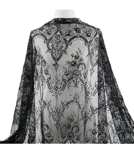 Tissu En Dentelle Noir Et Rouge 1.8x1.6 M | Dentelle Brodée Florale Gothique Pour Robe, Décoration Halloween, Mariage, Bricolage