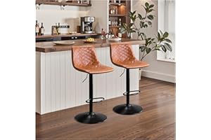 STOOLINK Stołek barowy zestaw 2 sztuk, krzesło barowe ze skóry z mikrofibry, siedzisko barowe z regulacją wysokości, taboret kuchenny z oparciem, obrotowe krzesło barowe, wysokie krzesło barowe do