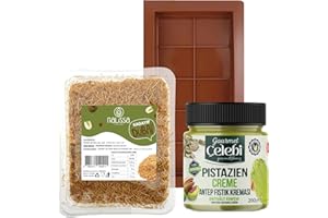 COSM'ETHICS Kit Tablette Chocolat Dubaï – Moule Silicone Sans BPA + 200g Kadaif Croustillant Cheveux d’Ange + 200g Crème de Pistache Gourmande | Facile à Réaliser à la Maison | Pâtisserie Orientale