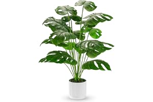 Der Rose 28 tum falska växter, konstgjorda Monstera växter inomhus i vit kruka