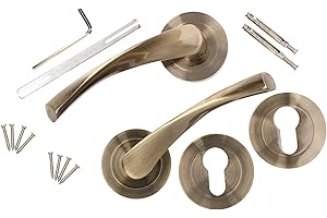 KOTARBAU® - Set di maniglie per porte, patinata, cilindro profilato PZ, universale