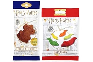 Jelly Belly Grenouille en chocolat (15g) & Jelly Slugs Escargots (56g), avec carte holographique à collectionner, pour les fans Harry Potter, friandises de Poudlard pour le plaisir de la gourmandise