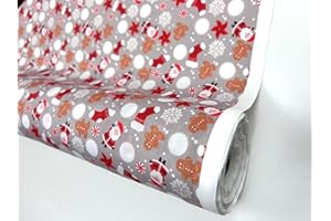 PYRHAN LTD Pyrhan Christmas Fabric | Polycotton Prints | 45 Inch Wide Dress Craft Fabric Material by The Metre | Polycotton Print Used in Sewing Kit and Accessories-Quilting Fabric (Grey Santa)