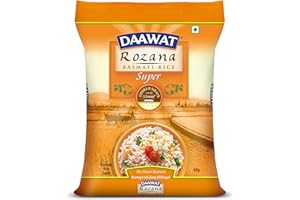 Daawat Rozana Super Basmati Rice 5Kg| For Everyday Consumption| Cooked Grain Upto 13mm*| Naturally Aged