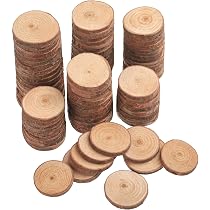 50 Rondelles De Bois Brut 3-5cm - Épaisseur 5mm - Pré-percées Avec Ficelle Jute - Pour Déco Et Loisirs Créatifs