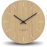 Cander Berlin MNU 2730 E moderne stille houten wandklok vintage eiken fineer geen tikken voor woonkamer analoge stille 28 cm