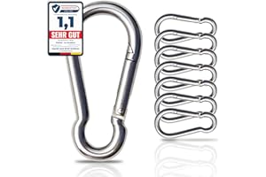 PinPro A4 Edelstahl Karabiner | Größe und Anzahl wählbar | 390kg-1100kg Bruchlast | Rostfreier NIRO AISI 316 Feuerwehrkarabiner mit Blattfeder
