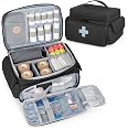 Borsa Porta Farmaci E Pronto Soccorso - Vuota, In Nylon Con Manico - Grande Capacità, Compartimenti Multipli - Nero, 29x19,5x17,5 Cm