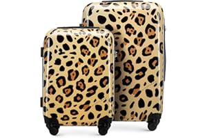 WITTCHEN Young Collection Luggage Set of 2 Suitcases ABS with Polycarbonate Coating Combination Lock Retractable Handle Size (S+M) Beige-Brown