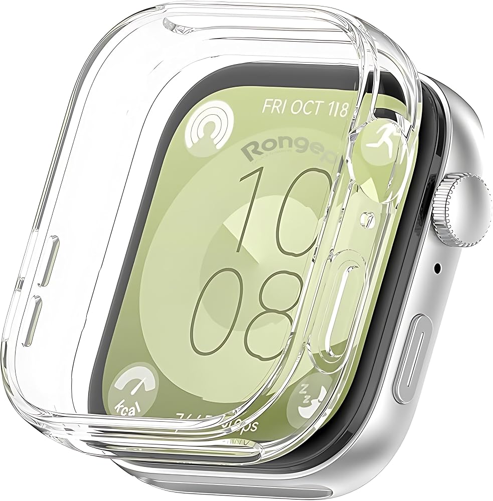 Rongep [Soft-Case] Huawei Watch Fit 3 için 360° Kasa Koruyucu Yumuşak TPU Kılıf Dokunma ve Netliği Etkilemeyen Fit 3 Koruyucu Darbelere Karşı Huawei Watch Fit 3 Ekran Koruyuculu Kılıf (Şeffaf)