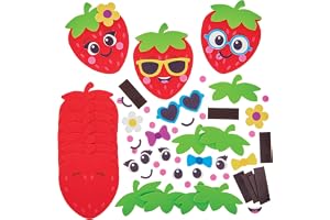 Baker Ross FN175 Magnetkit med jordgubbar - 10-pack, dekorativa pysselkit för barn