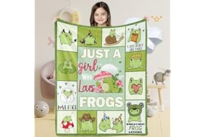 LINGQIANG Just A Girl Who Loves Frogs Blanket for Girls, Soft Cozy Green Frog Fluffy Flannel Blanket Gift for Kids, 100 x 130 cm Warm Frogs Lover Plush Fleece Blanket for Baby Toddler Bed Couch Sofa Bedroom
