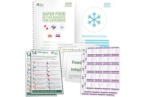 SAFECHEF Safer Food Better Business 2026 Kit – Includes Food Safety Book, 16-Month SC2 Fridge Temp Logs, Allergen Posters & 60 Alert Labels – HACCP/EHO Inspection Ready SFBB Catering Pack