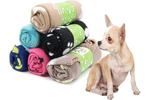 Coocnh 6 Pcs Pet Blanket Cushion Dog Cat Soft Warm Blankets Puppy Washable Sleep Mat Pad Bed Cover With Paw Print(60 x 70cm/23.6 x 27.6 inch, Multicolor)
