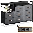 ODK Commode Chambre, 2 Ports USB Et 2 Ports AC, Armoire à Tiroirs