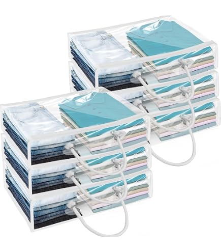 6 Sacchetti Porta Maglioni In PVC Trasparente Con Cerniera – 40x35x10 Cm, Per Coperte E Lenzuola