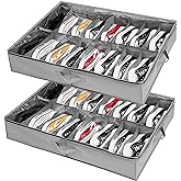 2 Pcs Under Bed Shoe Organizer for 32 Pairs of Shoes, Storage, Organize for Top of the Wardrobe, Boxes with Transparent Windo