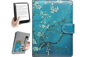 HoYiXi Universal Case for 6-6.8 inch E-Book Reader Compatible with 6.8" Kindle Paperwhite/6" All-new Kindle 2022&2019/Kobo Clara HD/Kobo Clara 2E,6" EReader Protective cover Built-in pocket,flower