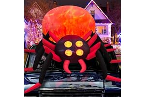Danxilu 2,44M Decorazione Esterna a Forma di Ragno Gonfiabile Gigante di Halloween con Luce a Fiamma LED Rotante Decorazioni Gonfiabili per Esterni per Feste in Giardino Decorazioni di Halloween