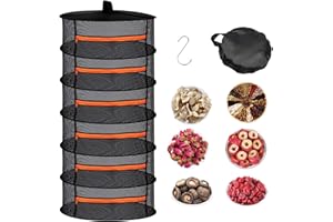 Forbabe 6-Lagiges Trockennetz Kräuter Kräutertrockner Hängend mit Haken Trocknen Netz Kräuternetz zum Trocknen Mesh Trockennetz für Pflanze, Kräuter, Gewürze, Gemüse, Fleisch