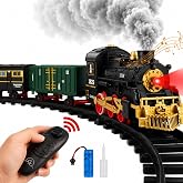 Oyuncak Uzaktan Kumandalı Işıklı ve Sesli Buhar Atan Şarjlı Tren - 44 Par&ccedil;a Raylı Duman Atan Tren Demiryolu Seti