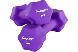 MOVIT set de 2 haltères en néoprène, haltères courts avec surface en néoprène, haltères en 8 variantes de poids et de couleurs 2x 0,5kg jusqu'à 2x 5kg