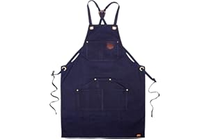 Alaskan MAKER Tablier Homme et Femme en Toile enduite N°515 pour Bricolage, Cuisine, Jardinage et Barbecue - Attaches Bretelles croisées - Taille Universelle