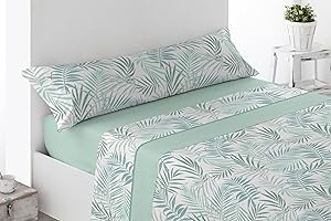 Cabello Textil Hogar Juego de sábanas Estampadas - Disponibles en 3 y 4 Piezas - Varios tamaños, diseños y Colores - Microfibra Transpirable Extra Suave (Besal Verde, Cama de 135 cm (135x190/200cm))