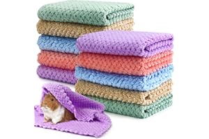 YINGBIAO 10Pcs Guinea Pig Fleece Blanket, 12 x 12In Guinea Pig Bedding, Reusable Hamster Cage Liners Washable Pet Pee Pad Small Animal Soft Sleep Mat Pad Cover for Hedgehog Hamster Chinchilla Ferret(5 Color)