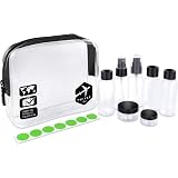 MORICOH Kulturbeutel-Set Transparent – 14-teilig Mit Reiseflaschen (100 Ml), Cremetiegeln & Flüssigkeitsbeutel