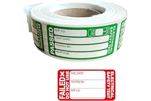 KACHANNIE 500PCS 51x24MM Pass & 43x23MM 50PCS Fail - Pat Testing Stickers Labels Electrical Test Sticker for PAT Equipment and Kits