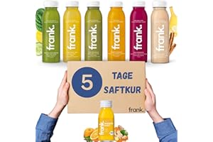 ‎FRANK JUICE Frank Juice Saftkur 5 Tage | 30 x 330ml Säfte + 5 x 60ml Bio Ingwer shot | Direktsaft kaltgepresst Vegan | ideale Fastenkur aus frischem Obst & Gemüse | Premium Qualität (inkl. 7,50€ Einweg-Pfand)