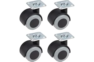 Dörner + Helmer Lot de 4 roulettes doubles 40 mm avec roue en TPE et plaque Charge maximale 90 kg