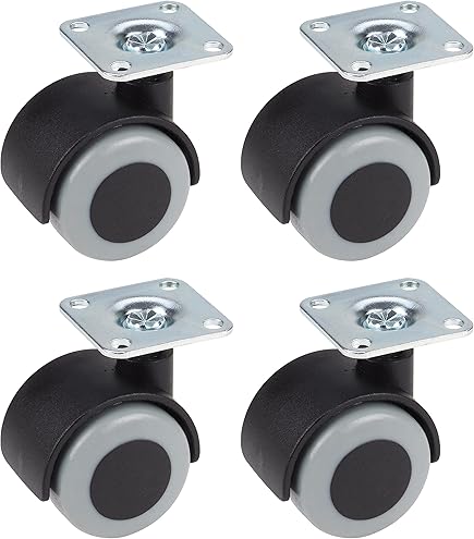 Stoelwiel met zacht loopvlak - zwart - met rem - schroefdraad 8 mm