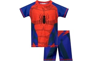 Marvel Spiderman kostium kąpielowy dla chłopców | dwuczęściowy strój kąpielowy dla chłopców | koszulka i kąpielówki dla chłopców | oficjalny produkt Spiderman